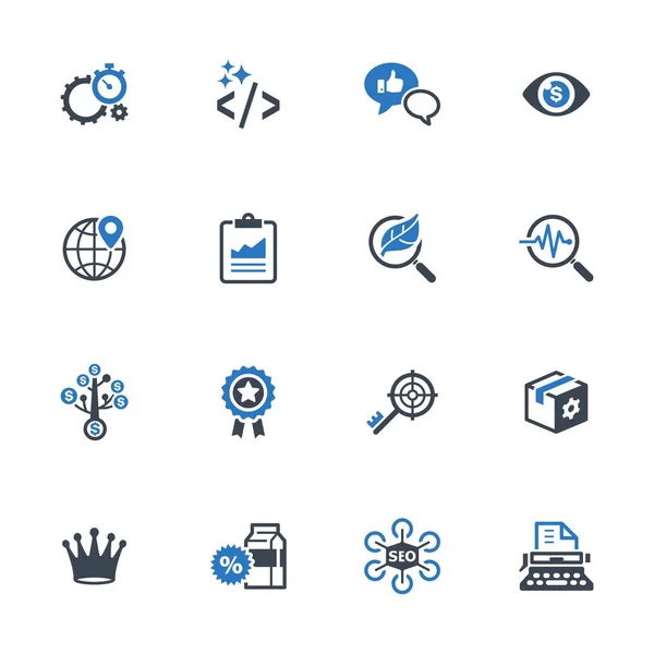 SEO & Internet Marketing Icons Set 4 - blaue Serie — Stockvektor