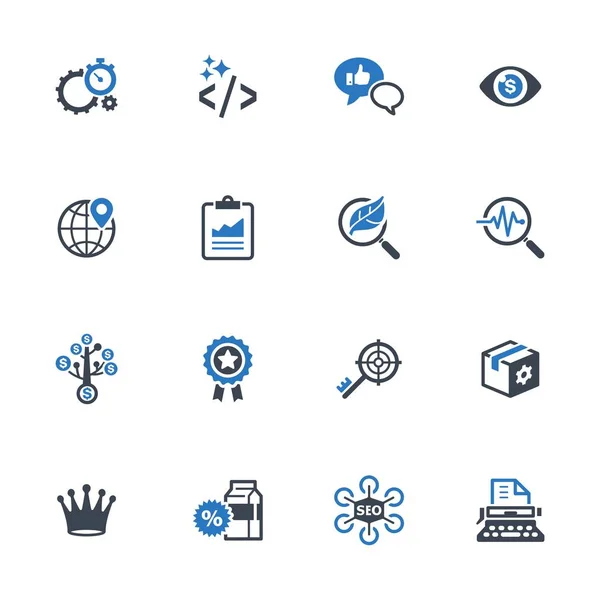 SEO & Internet Marketing pictogrammen instellen 4 - blauwe reeks Vectorbeelden