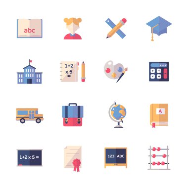 1-düz serisi eğitim Icons Set