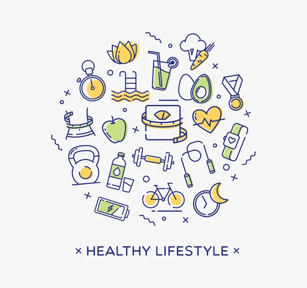 Estilo de vida saludable Imagen conceptual, dieta, acondicionamiento físico y nutrición — Vector de stock