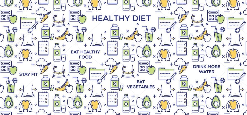 Healthy Diet Vector Illustration, Fitness & Nutrition