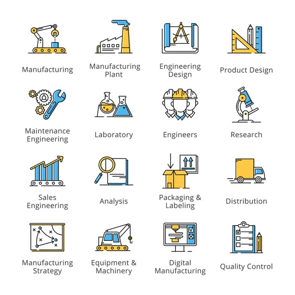 Manufacturing Engineering Icons - Outline Series — Stock Vector