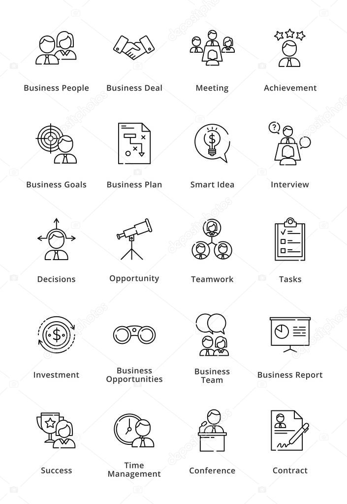 Black Business Icons - Outline Series