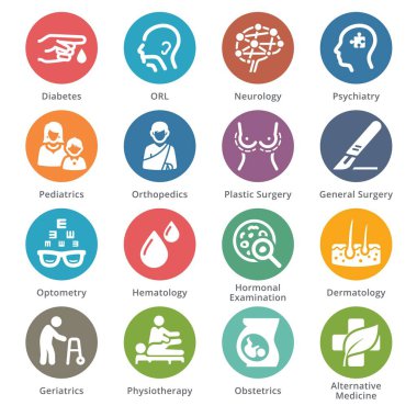 2 - nokta serisi tıp uzmanlıkları Icons Set