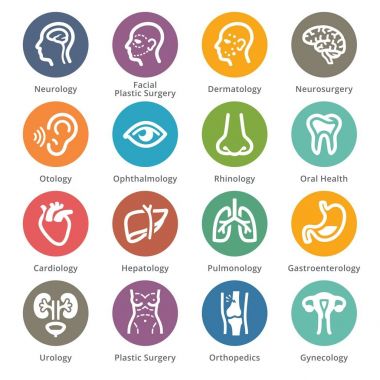 1 - nokta serisi tıp uzmanlıkları Icons Set