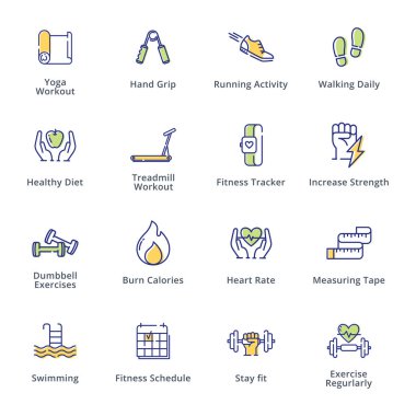 Fitness aktiviteleri simgeler - anahat serisi
