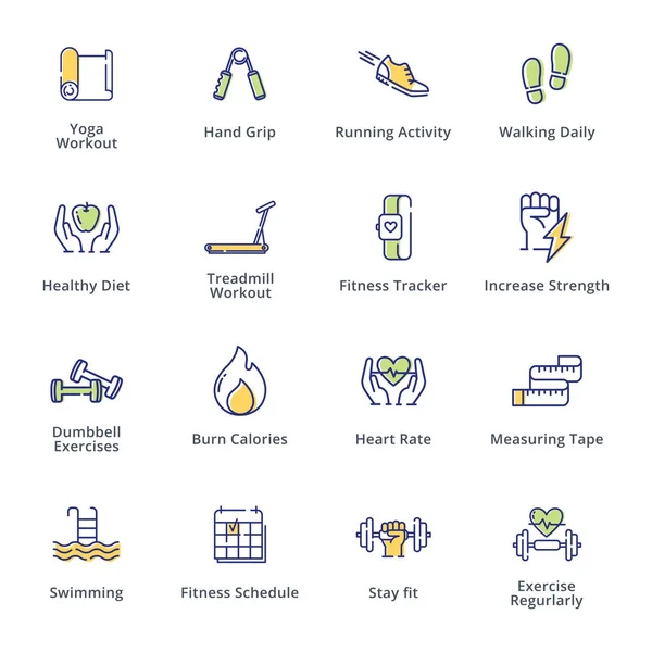 Fitness Activities Icons Outline Series — Stock Vector