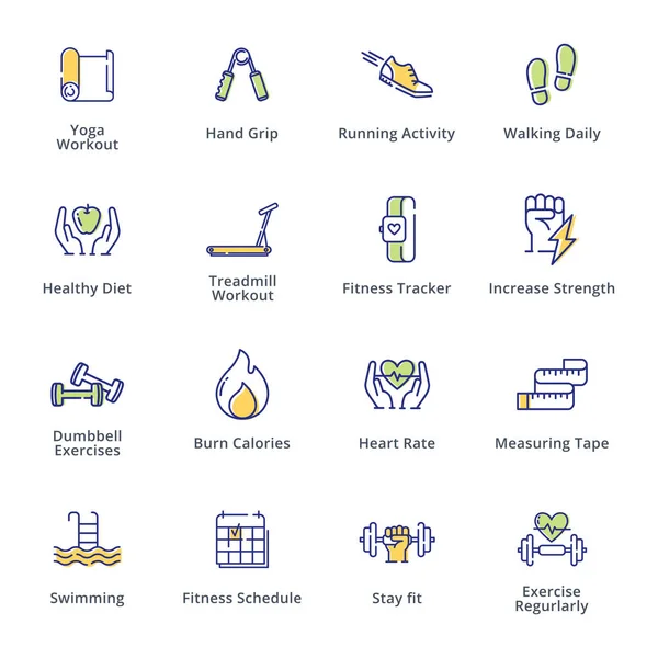 Fitness Activities Icons Outline Series Vector Graphics