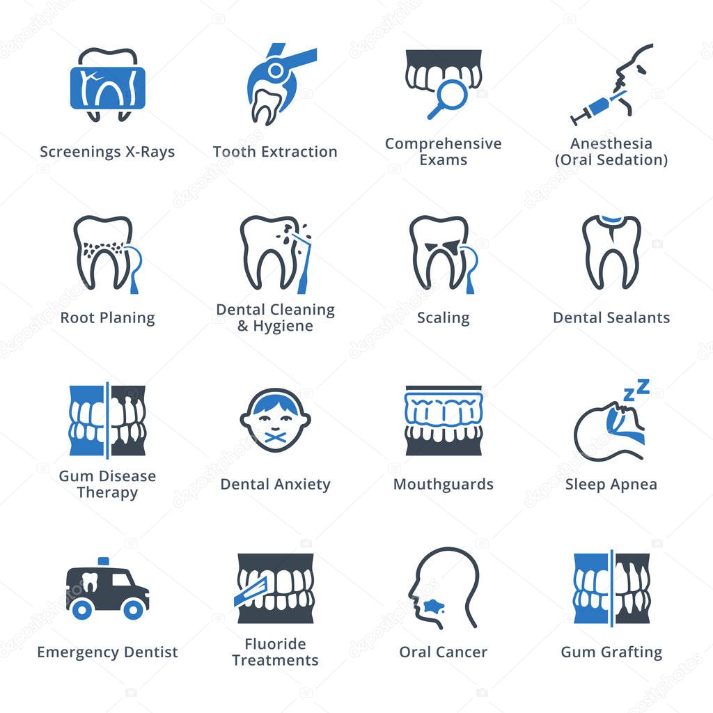 General & Preventive Dentistry Icons - Blue Series