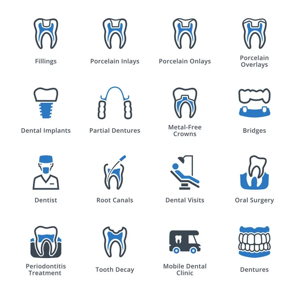 Set Contains Dental Icons Can Used Designing Developing Websites Well — 스톡 벡터