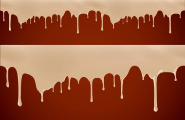 Beyaz arka plan vektör seamle üzerinde sızıntı eritilmiş çikolata şurubu