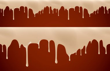 Beyaz arka plan vektör seamle üzerinde sızıntı eritilmiş çikolata şurubu