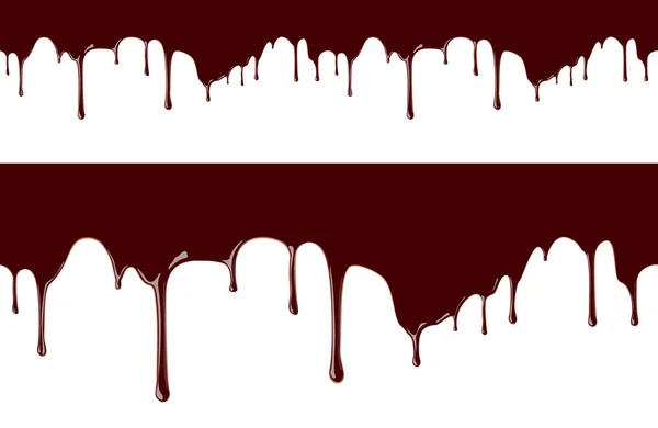 融化巧克力糖浆泄漏的白色背景矢量无缝钢管 — 图库矢量图片