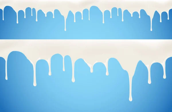 Latte o yogurt che perde su cucitura vettoriale di sfondo bianco — Vettoriale Stock