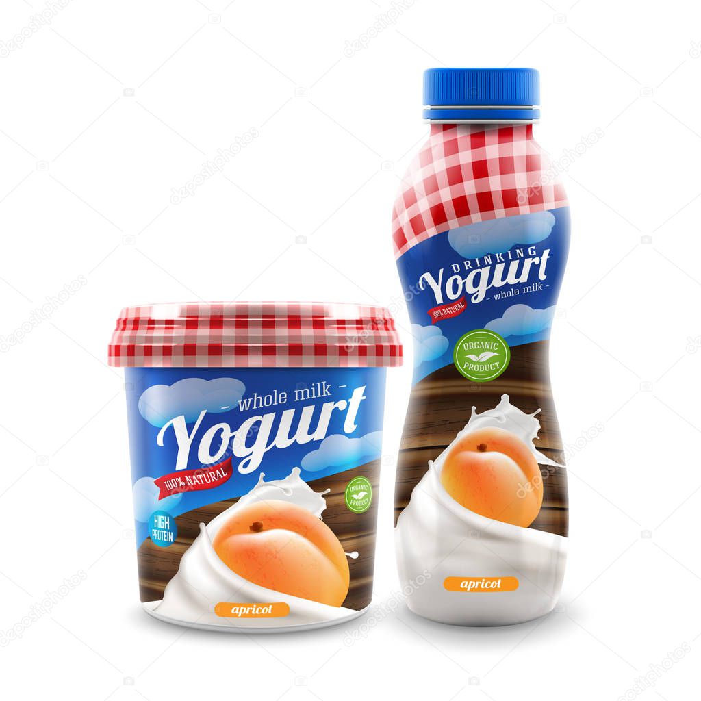 Beverage product packaging realistic illustration.