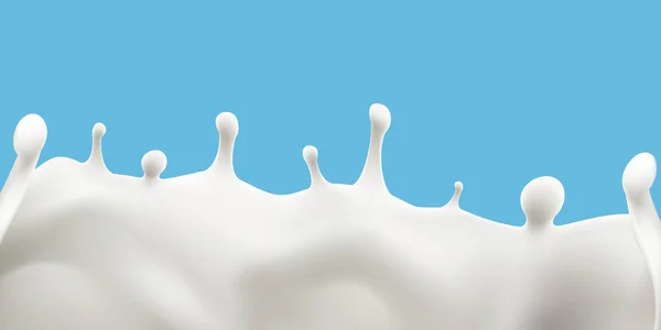 Splashing milk wave on blue background vector illustration, έτοιμο για διαφημίσεις, ετικέτες και χρήσεις συσκευασίας. — Διανυσματικό Αρχείο