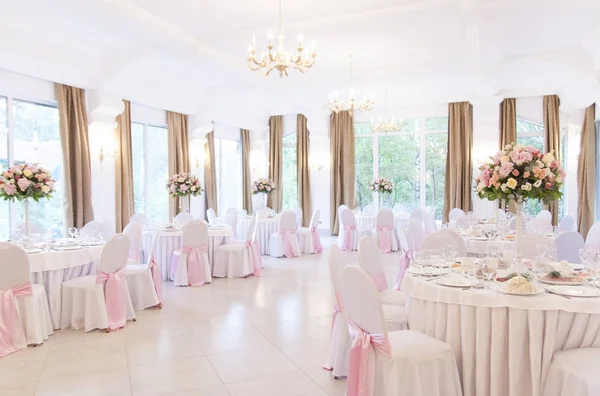 Hermosas Flores Restaurante Día Boda — Foto de Stock