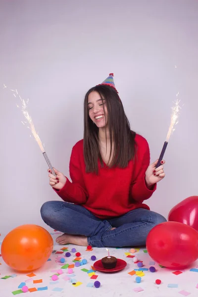 Bela Adolescente Menina Clebrating Aniversário — Fotografia de Stock