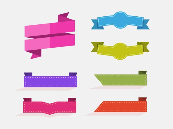 Set of flat rectangle ribbons — Stock Vector