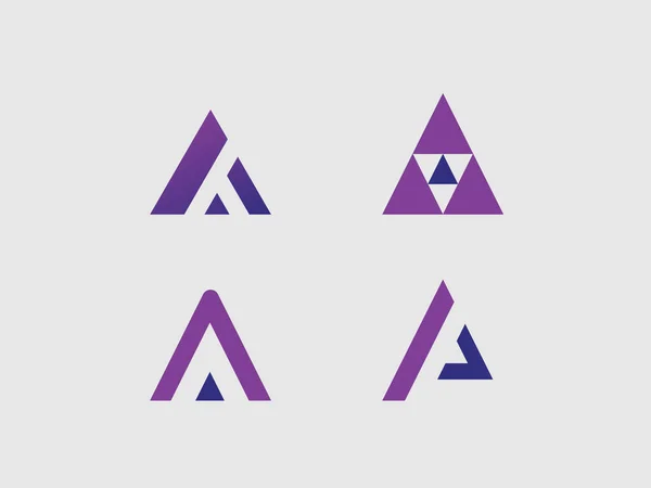 Logotipos de formas geométricas na forma da letra A — Vetor de Stock