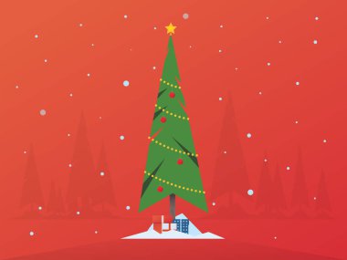 Topları ve çelenkleri olan Noel ağacı