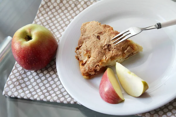 Apple Pie Apple Pie Apples White Plate 스톡 사진