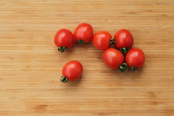 Cereja Tomates Tomates Fundos Madeira Fotografias De Stock Royalty-Free