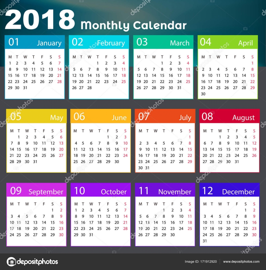 カレンダー 18年ベクター デザイン ストックベクター C Dynamic