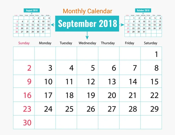 Diseño de calendario mensual — Archivo Imágenes Vectoriales