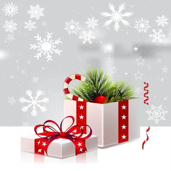 Kaart ontwerp van de achtergrond van de kerst met Gift Box — Stockvector