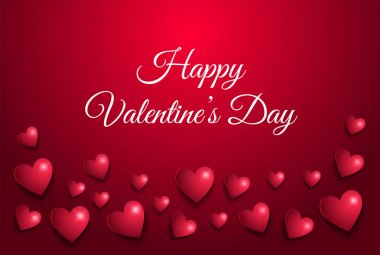 Sevgililer günün kutlu olsun. Parlayan üç boyutlu kalpleri olan tebrik kartı.