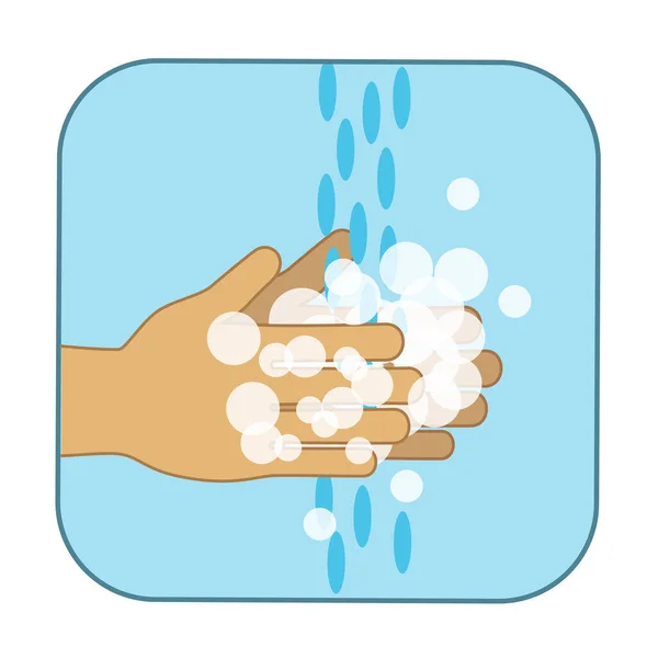 Tvätta Händerna Med Vatten Och Tvål Platt Vektor Ikon Förhindra — Stock vektor