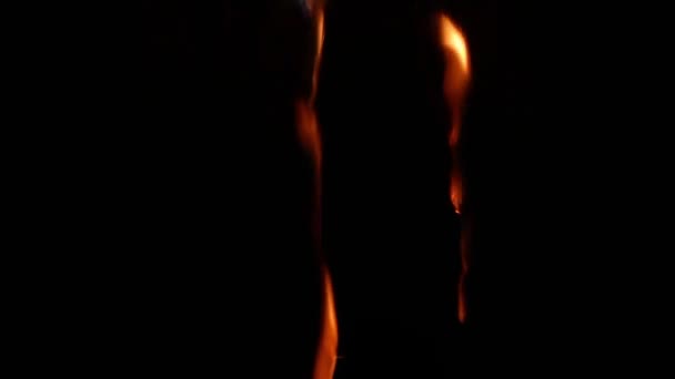 Vlammen Branden Het Scherm Zwarte Achtergrond Bijzondere Werking — Stockvideo