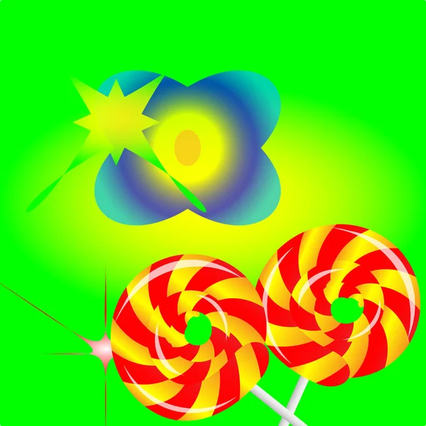 Deux Bonbons Ronds Sur Fond Coloré Thème Pour Emballage — Image vectorielle