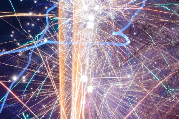 Fireworks on the background of the night sky — Stock Photo, Image