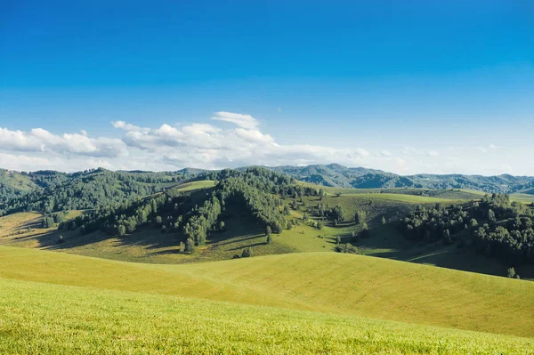  Güzel güneşli bir gün dağ manzarasında