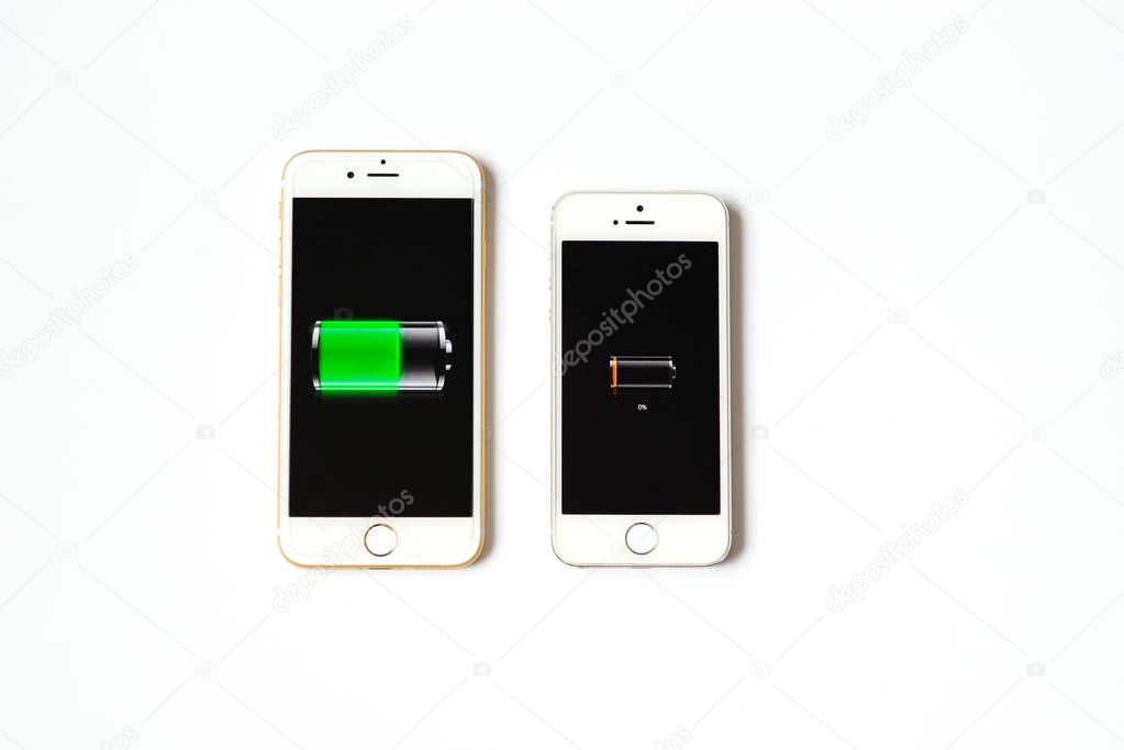 Two smart phone on white background