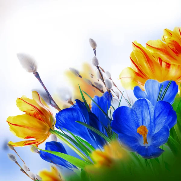 Tarjeta de Pascua con flores — Foto de Stock