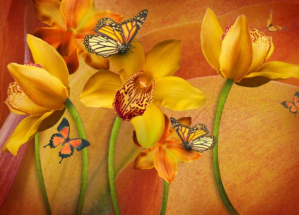 Fondo floral de orquídeas — Foto de Stock