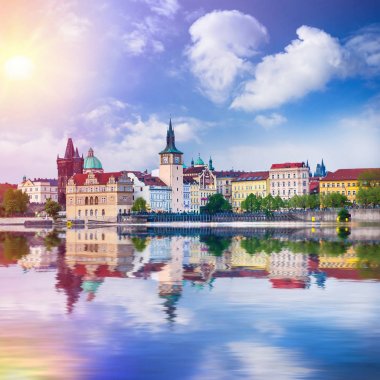 Prag, Çek Cumhuriyeti 'nin başkentidir. Tarihi görüntüler.