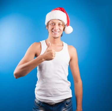 Başparmak ile Santa şapka adam