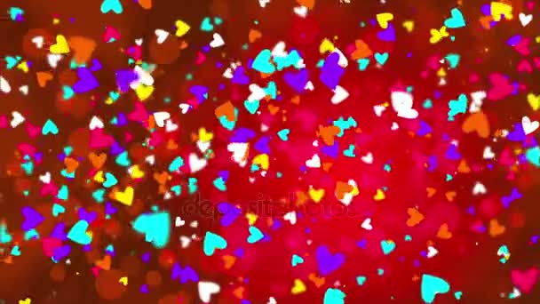 Color falling hearts — Stock Video