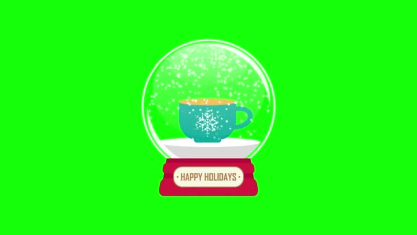 Snow globe with cup — Stock Video