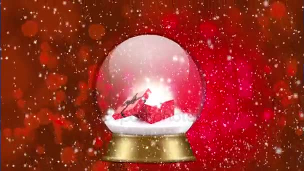 Snow globe with gift — Stock Video