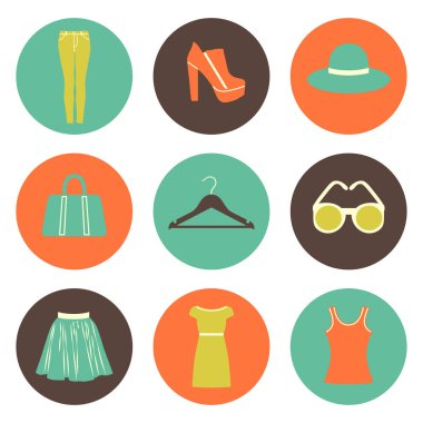 vektör dokuz elemanları moda Icons set düz