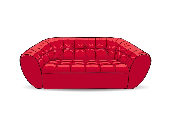 Vector dibujado a mano sofá rojo aislado en blanco — Archivo Imágenes Vectoriales