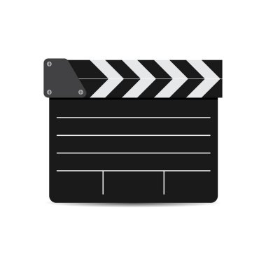 beyaz izole siyah film clapper vektör çizim