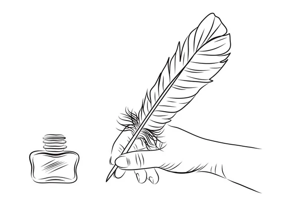 Illustration vectorielle d'un stylo plume à main — Image vectorielle