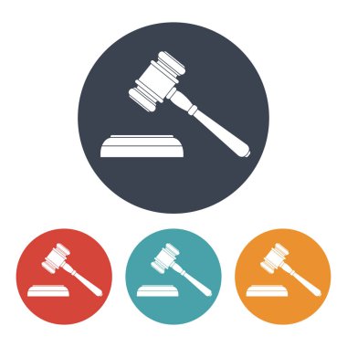 dört renkli mahkeme çekiç simgeler vektör kümesi