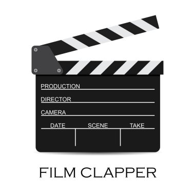beyaz izole siyah film clapper vektör çizim